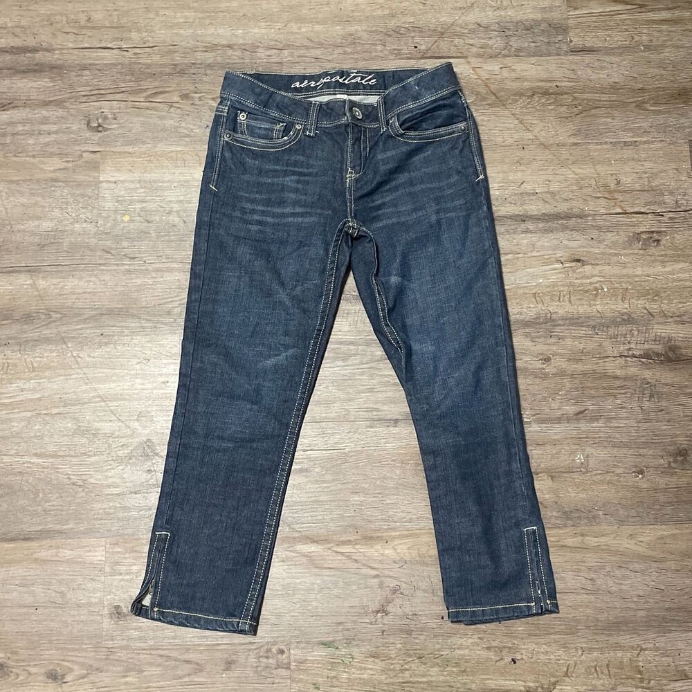 Aeropostale Girls Skinny Stretch Denim Jeans Dark Wash Ankle Zip Size 5/6